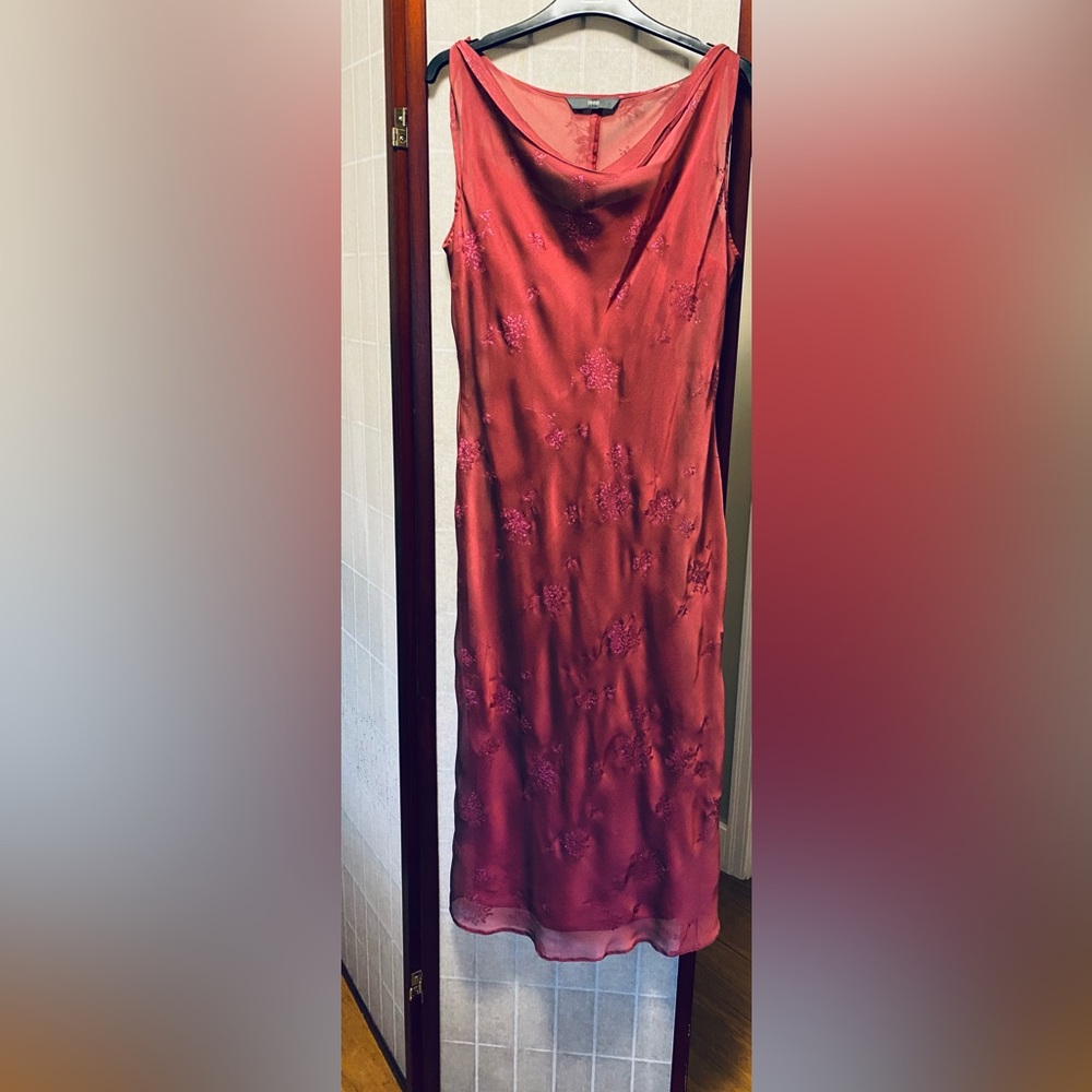 Debenhams Burgundy Lined Satin-feel Summer Dress